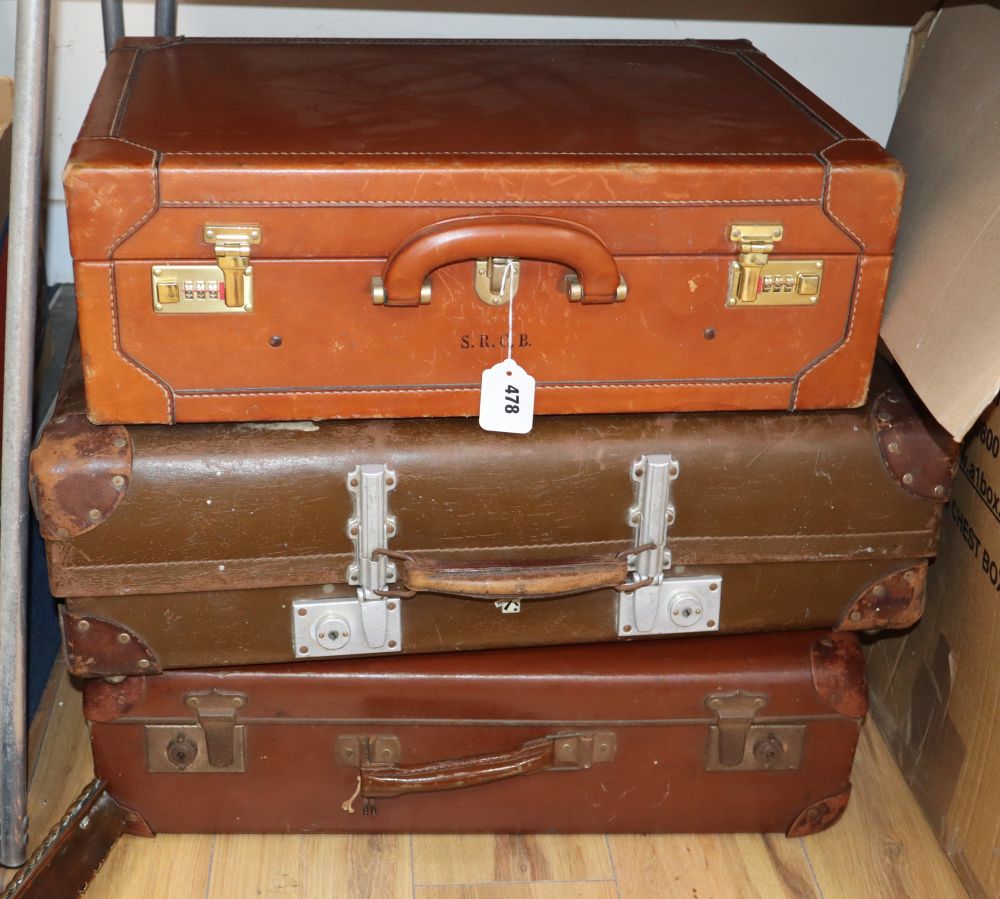 An Asprey & Co tan leather valise case, and six other cases